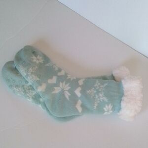 Cozy Blue and White Snowflake Socks